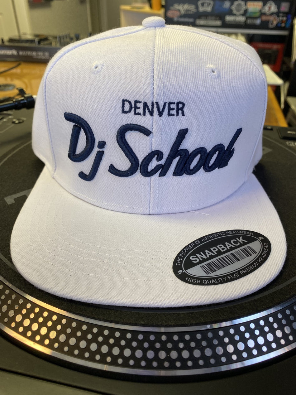 Denver DJ School White and Navy Blue Snapback