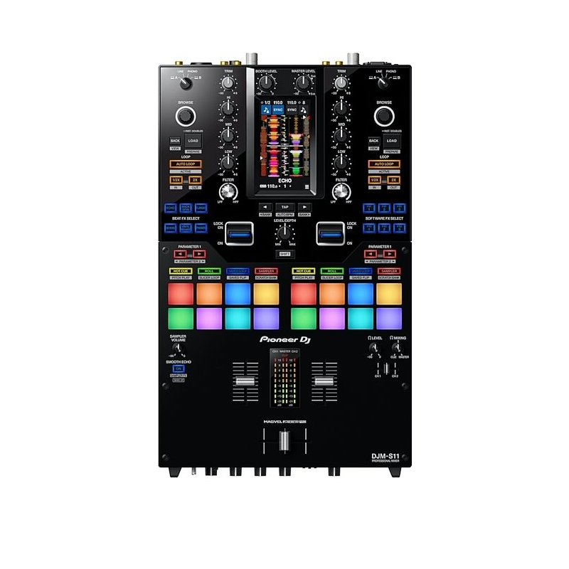 Pioneer DJM-S11 mixer front view at Denver DJ School